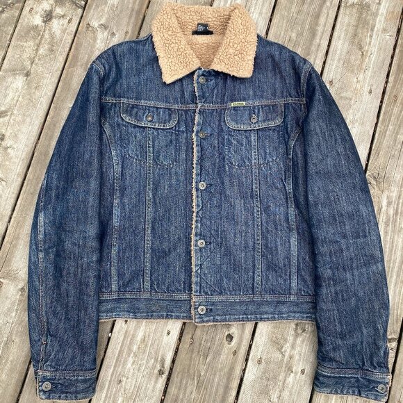 Vintage 2002 Diesel Gregg Fur Sherpa Jacket XL Blue - Picture 1 of 14